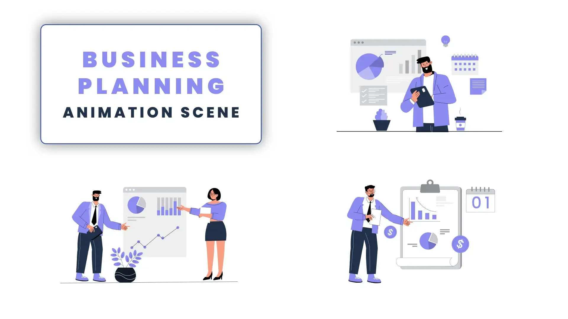 Business Plan Flat Character Animation Scene